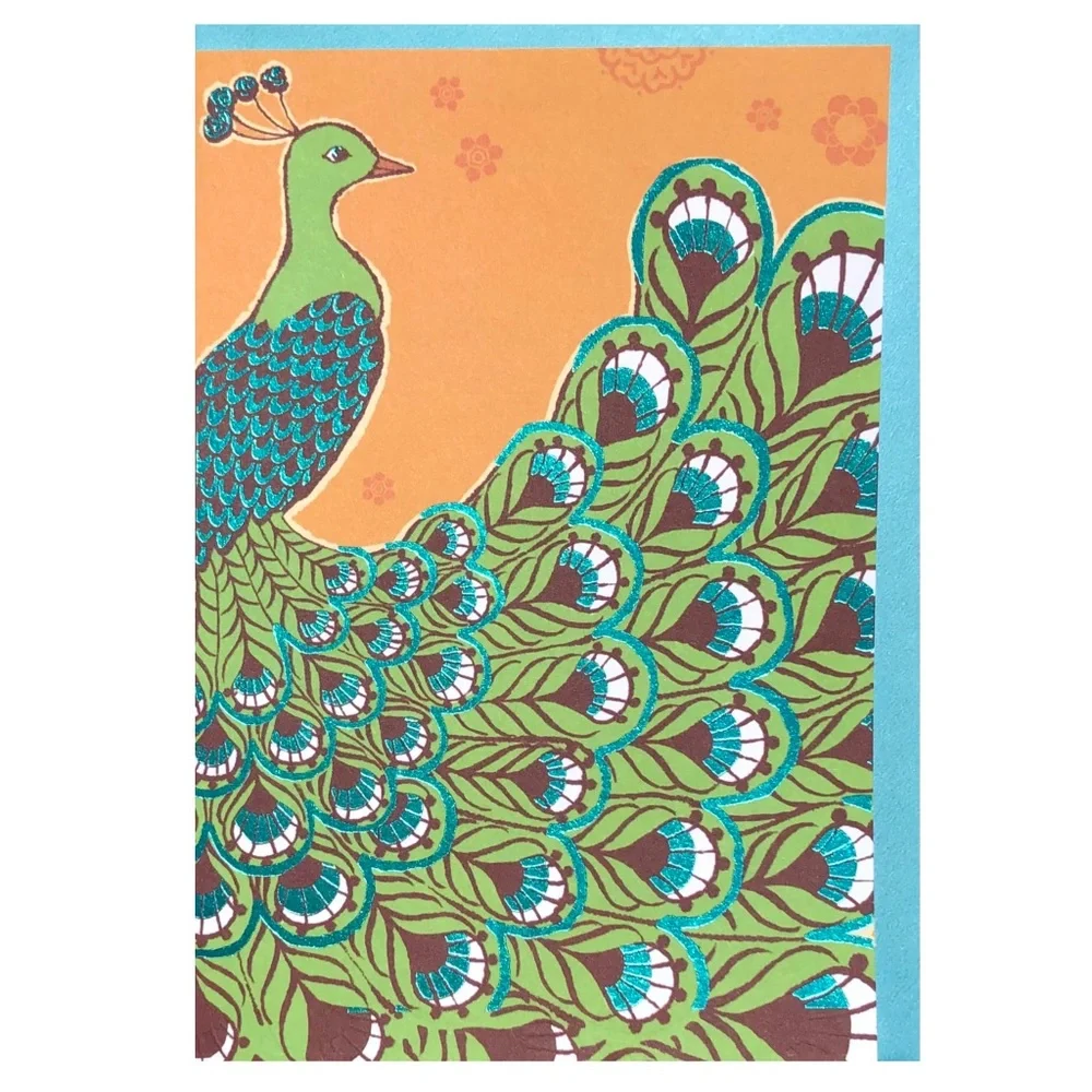 Hallmark Single (1) Peacock Foil Embellished Blank Card (LNL2122)